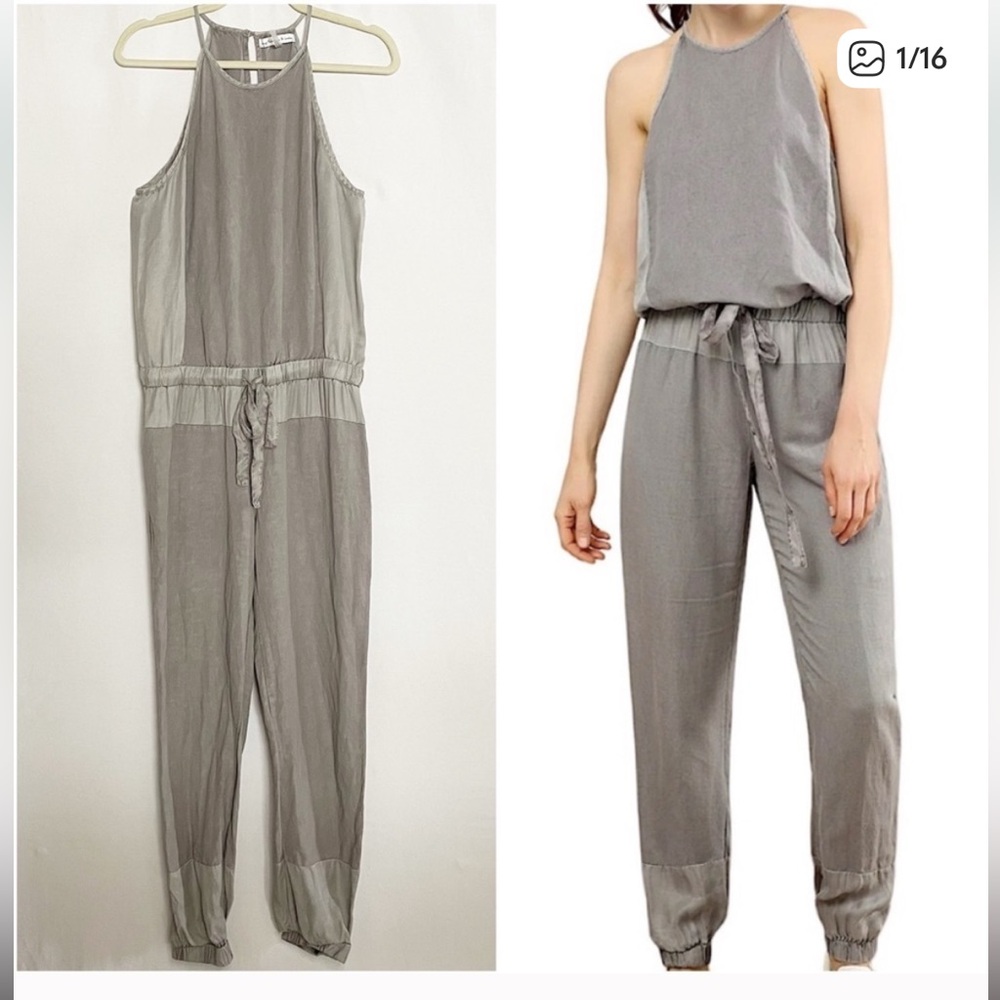 Young Fabulous & Broke Diego linen blend halter open back jogger pantsuit - sz S